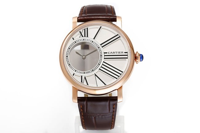 Cartier WHRO0060 Men’s 1:1 Super Clone Watch with White Dial, Rose Gold Case and Folding Buckle – Rotonde de Cartier