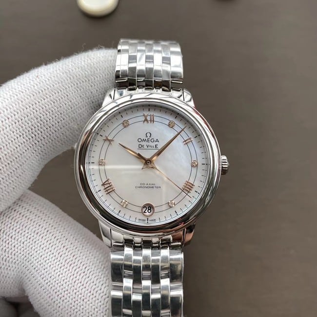 Omega Women's White Mother-of-Pearl Butterfly Series Steel Strap Upgraded high-quality Watch Model 424.10.33.20.55.002