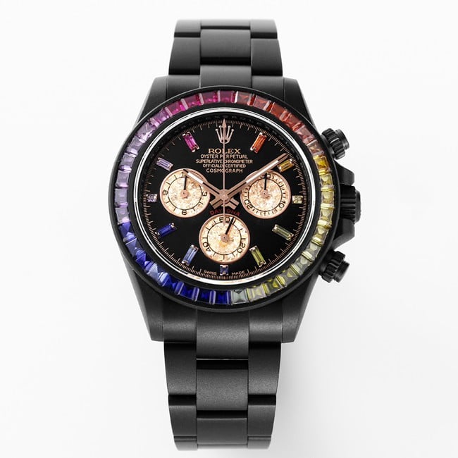 IPK factory Rolex men's Daytona top 1:1 super clone watches black disk color diamond ring black steel strap models