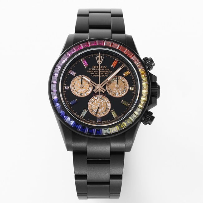 IPK Factory Rolex Rolex Daytona Men's Replica – DLC Black Steel King with Colored Diamond Bezel, 1:1 Grade