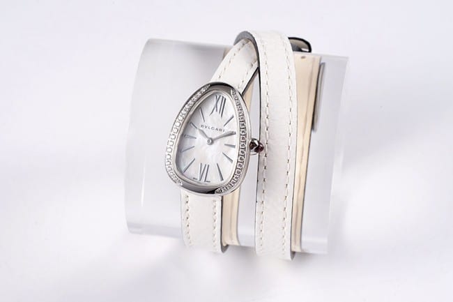 BV Factory Bulgari Serpenti Women's Top 1:1 Replica Watch SPS27WSDL with Swiss Original Calibre, White Mother-of-Pearl Dial and Double-Ring Strap Model 102781 SPS27WSDL