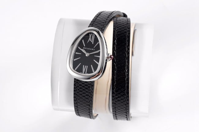BV Factory Bvlgari Women's SERPENTI 1:1 Top Replica Watch Black Dial Double Bezel Strap Quartz Model 102782 SPS27BSL