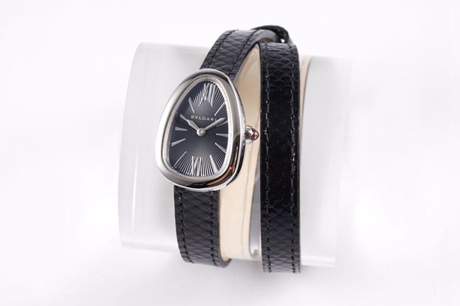 BV factory Bulgari Serpenti series goddess women's black plate quartz 1:1 super A super clone watches double ring strap 102782 SPS27BSL