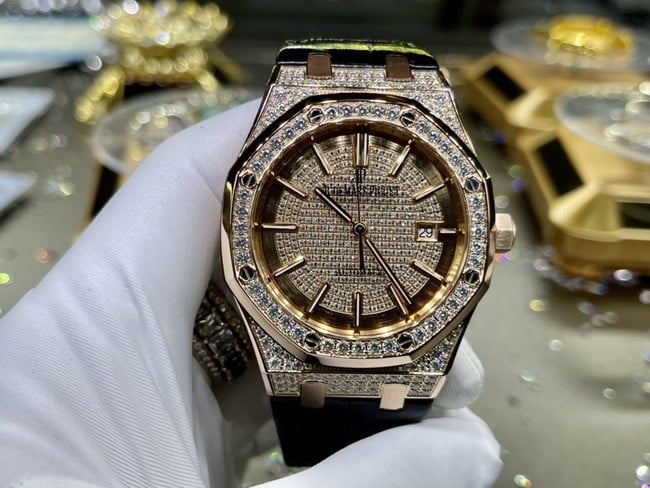 Men's Audemars Piguet Royal Oak D003CR 1:1 Super A Imitation Watch with Genuine South African Diamonds, 18K Rose Gold Strap, Model 15402OR.ZZ.D003CR.01
