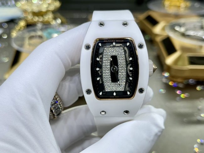 Women's Richard Mille RM 07-01 Diamond-Inlaid White Ceramic Super Clone 1:1 Replica