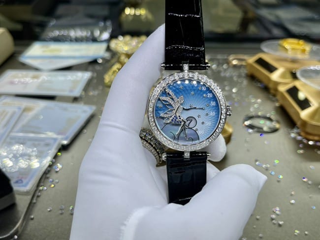 Van Cleef & Arpels Fairy Series Women's Blue Plate Black Strap Poetic Complications 1:1 Replica Watch Model VCARO8ZD00