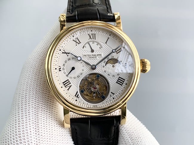 Patek Philippe Automatic Complications Series Functional Replica Tourbillon Gold Case Men's Timepiece with Multi-Function Movement
