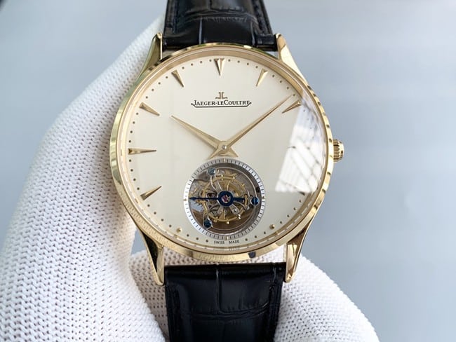 Jaeger-LeCoultre Master 1:1 Fully Automatic Tourbillon Replica with Eggshell Yellow Dial and Sapphire Crystal
