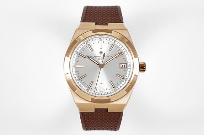 8F Factory Vacheron Constantin Overseas 4500V/000R-B127 Men's 1:1 Super A Fine Art Watch, Silver White Dial Pink Gold Mechanical Rubber Model