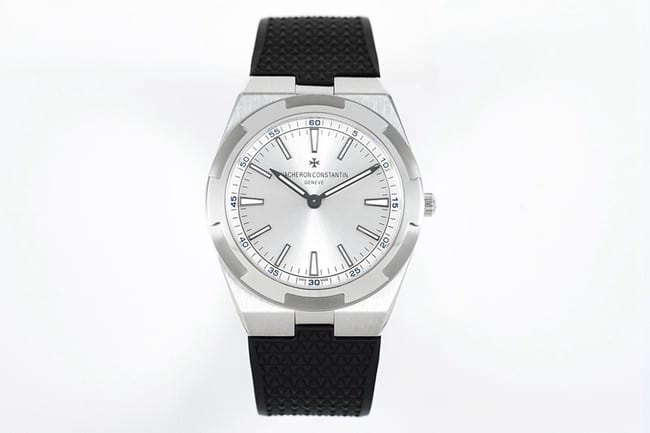 8F Factory Vacheron Constantin Men's Top 1:1 Super Clone Watch Silver Plate and Belt 2000V/120G-B122 with Sunburst Brushed Dial and Arc-Shaped Bezel