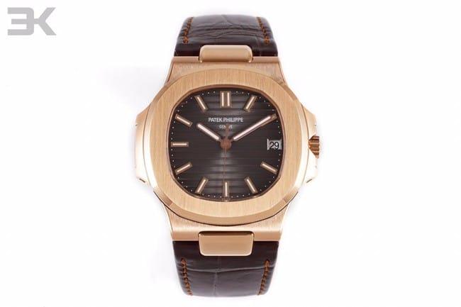 3K factory Patek Philippe 5711R men's sporty elegance super clone watch, dark gray dial dark brown belt, rose gold Cal.324C model