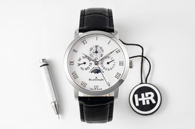 HR Factory Blancpain Villeret Classic White Panda Dial Perpetual Calendar Strap Super A Watch 6656-1127-55B