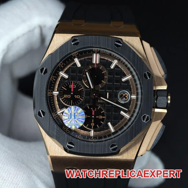 Audemars Piguet Royal Oak Offshore JF Factory 1:1 Super Clone Men's Black Dial Rose Gold Automatic Mechanical Chronograph Rubber Band 26401RO.OO.A002CA.02