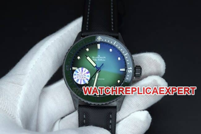 GF Factory Blancpain Men's Fifty Fathoms New Ceramic Top 1:1 Super Clone Watch Green Disk Nylon Strap 1315 Customized Movement