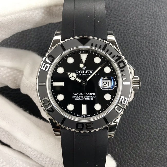 EW factory Rolex Yacht-Master 42mm customized 3235 movement top 1:1 super clone m226659-0002 black lacquer dial rubber strap