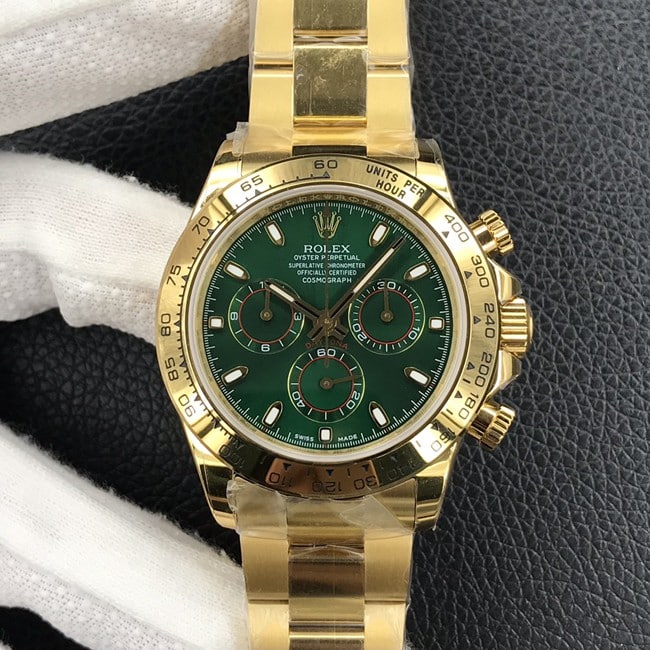 Rolex Cosmograph Daytona m116508-0013 Original Factory Top CollectGreen Panda Dial with Three-Dimensional Layered Lettering, Gold Steel Strap