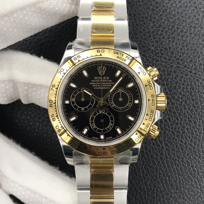 Rolex Herren Cosmograph Daytona Original Factory Super A Nachahmung Uhren Black Panda Disk Intermediate Gold Steel Strap Modelle M116503-0004