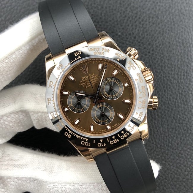 Rolex Men's Cosmograph Daytona ceramic bezel chocolate panda dial 1:1 replica M116515LN-0041 rubber strap