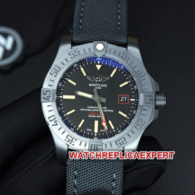 ZF Breitling V17311101B1W1 Men's Avenger Premium 1:1 Super Clone Watch with DLC Carbonized Black Nylon Strap
