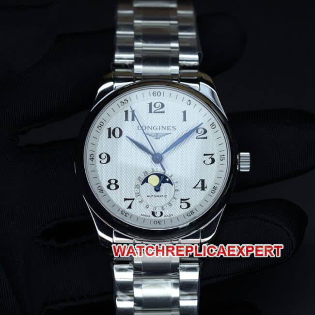 GS Factory Longines Men's Master Collection Watchmaking Tradition L2.909.4.78.6 – Silver Barley Pattern Moon Phase Steel Band Ultra A Replica Watch