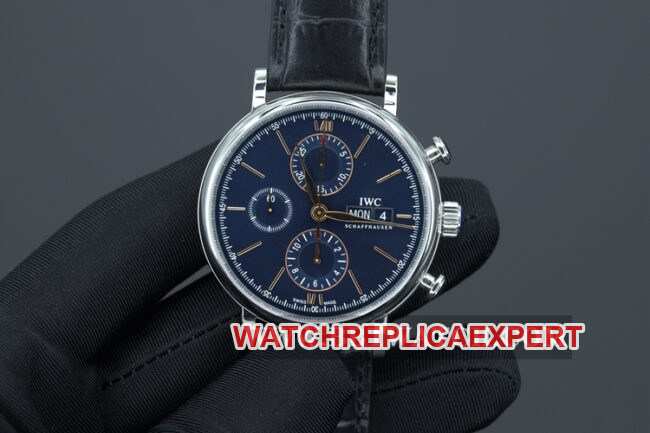 ZF Factory IWC Portofino IW391019 Men's Top One-to-One Blue Panda Plate Leather Strap Replica Watch with Perfectly Synchronized Case