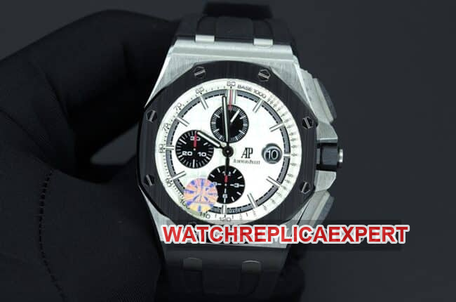 JF Factory Audemars Piguet Men's Royal Oak Offshore Super A Super Clone Watch Silver Panda Dial Rubber Strap 26400SO.OO.A002CA.01