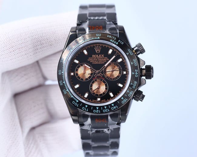 Rolex hommes Daytona 1: 1 super A super clone montres disque noir modèles de bracelet en acier noir
