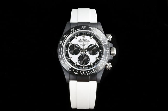TW factory Rolex Men's Daytona Top 1:1 Super Clone Watch White Dial Black Ceramic White Rubber 7750 Movement Casual Style