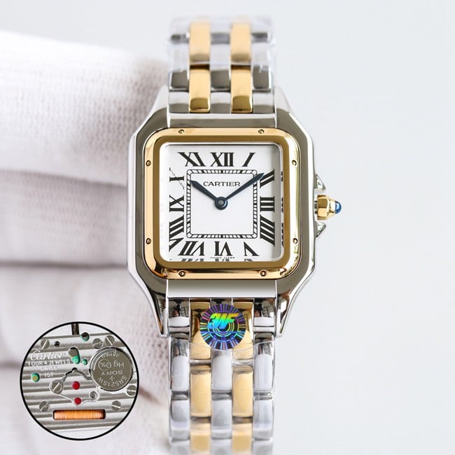 Cartier Panthère de Cartier W2PN0007 3WF Super Clone Ladies Watch with Gorgeous Aesthetic White Dial Steel Strap