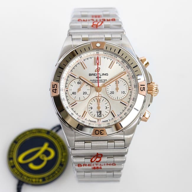 GF Factory Breitling IB0134101G1A1 Men's Mechanical Chronograph Top Replica Watch Silver Panda Dial Steel Strap 42mm