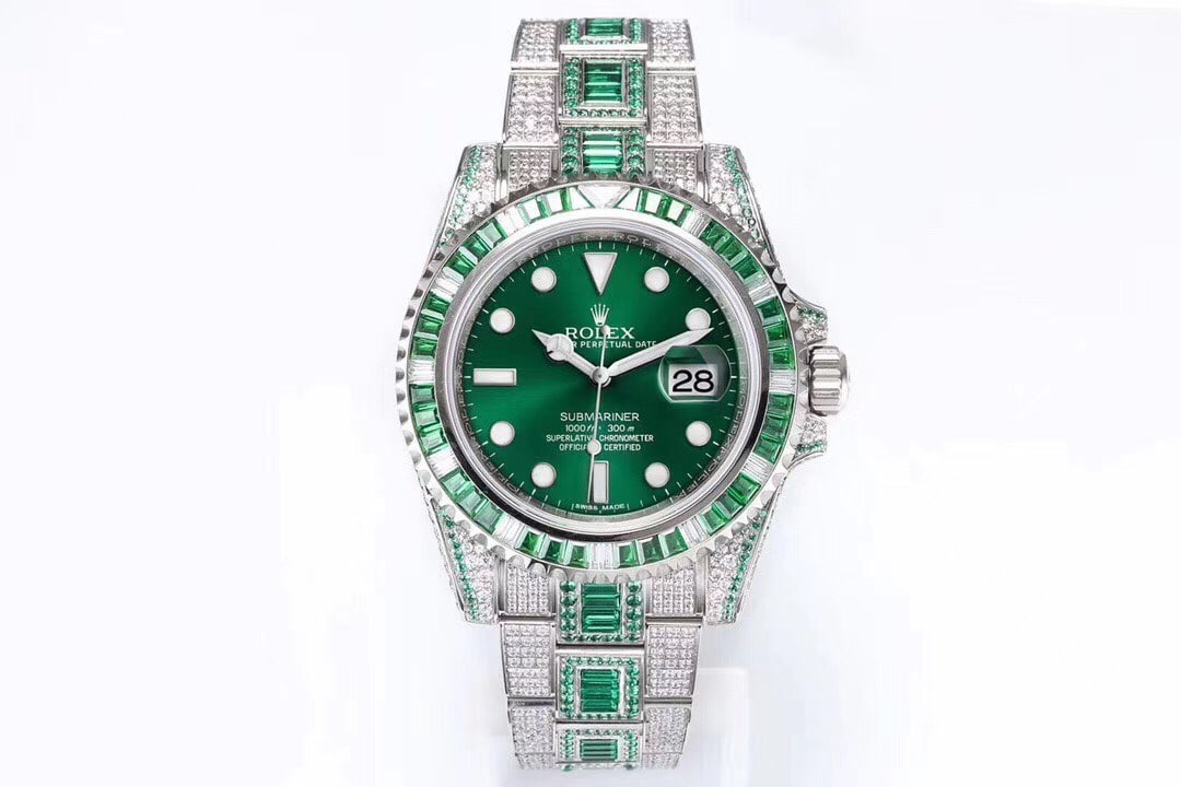 Super clone personalizado Rolex Submariner Full Diamond com aço 904L e cristal de safira