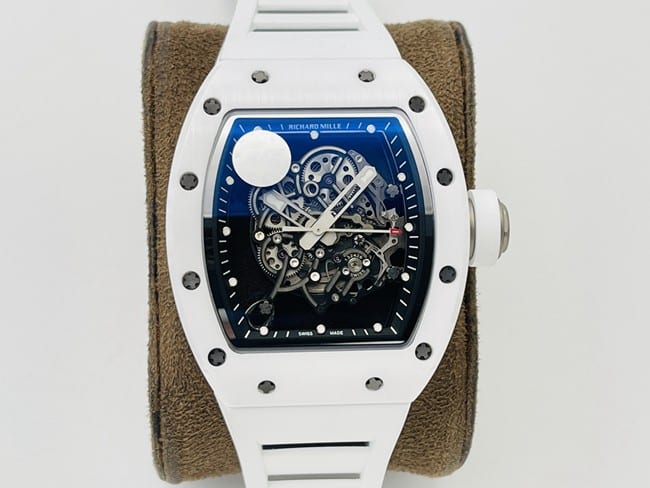 ZF Factory Richard Mille RM055 Men's Skeleton Dial Original Factory CollectWatch in White Ceramic and Rubber