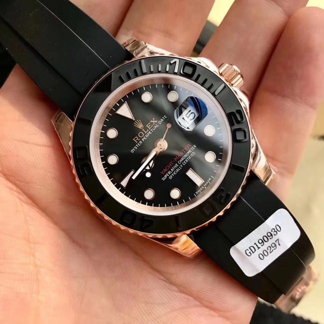 Rolex Yacht-Master Luxurious Rose Gold Cerachrom Black Ceramic 18K real gold diamonds Top 1:1 replica m126655-0002