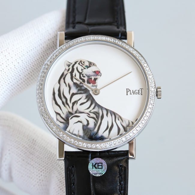 TW Factory Piaget Men's Ultra-Thin CollectWatches Tiger Motif White Gold with Diamonds Bracelet Model G0A46540
