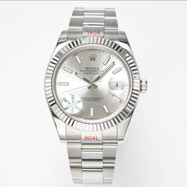 WF Factory Rolex Rolex Men's Logotype 41mm 1:1 Super Clone Watch – Silver Dial, 904L Steel Strap, m126334-0003