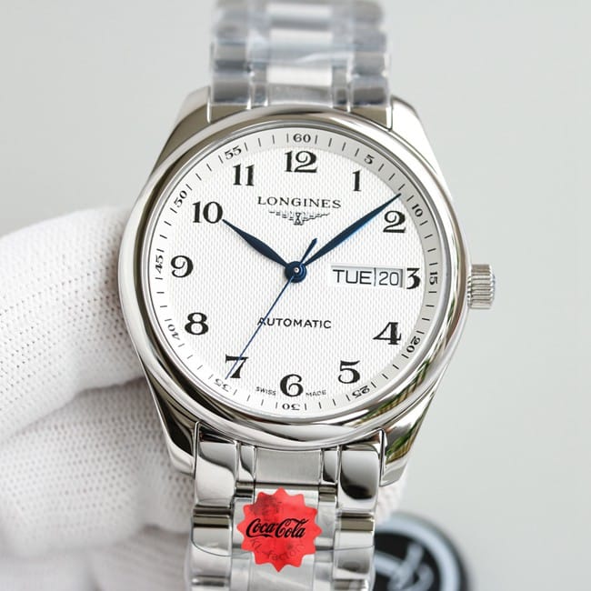 KL factory Longines men's watchmaking tradition 1:1 super A super clone watches silver wheat grain texture double calendar steel strap models L2.755.4.78.6