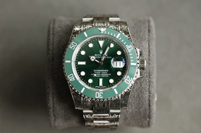 Rolex Submariner 116610LV-0002 super clone de jeu extrême gravé à la main avec cadran vert aqua ghost et acier inoxydable 904L