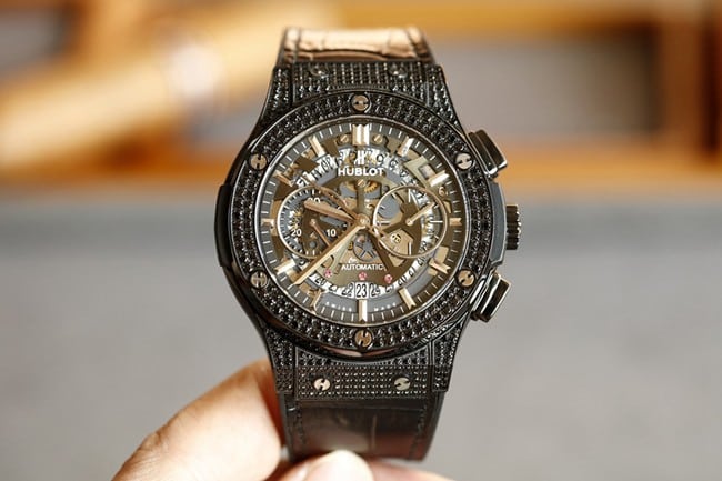 Hublot BIG BANG Automatic 7750 Super Clone Diamond Case Black Rubber Strap Replica Watch
