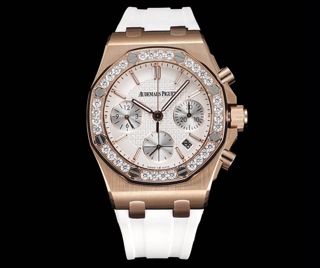Audemars Piguet Premium Women's Royal Oak Offshore 1:1 Super A Fine Imitation with Rose Gold Diamonds and Silver Checkered Dial 26231OR.ZZ D010CA