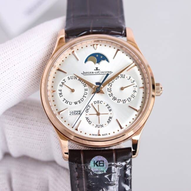 Jaeger-LeCoultre 1302520 Relógio masculino com calendário perpétuo em ouro rosa: TW Factory 1:1 com mostrador amarelo casca de ovo Super Clone