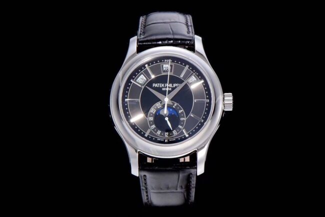 GR Factory Patek Philippe 5205G-010 Reloj para hombre Complications V2 versión mejorada con esfera gris oscuro, fase lunar y cinturón