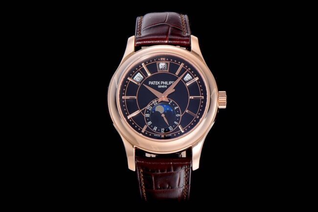 GR Patek Philippe Complications 1:1 Top Replica Men's Timepieces with Rose Gold Plate, Blue Dial & Strap Buckle