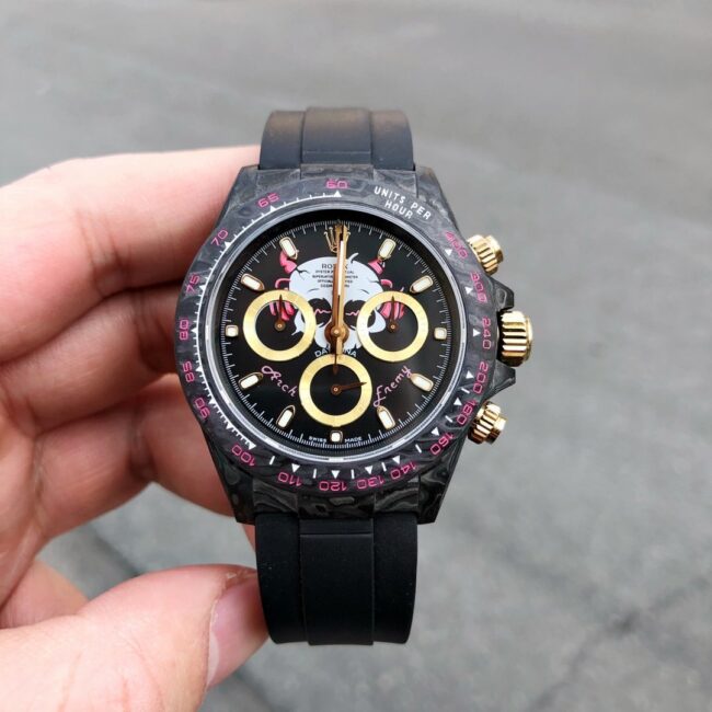 TW Factory Rolex Cosmic Daytona Chronograph Replica: Tough Carbon Fiber Case, Skull Pattern Rubber Strap Men's Watch