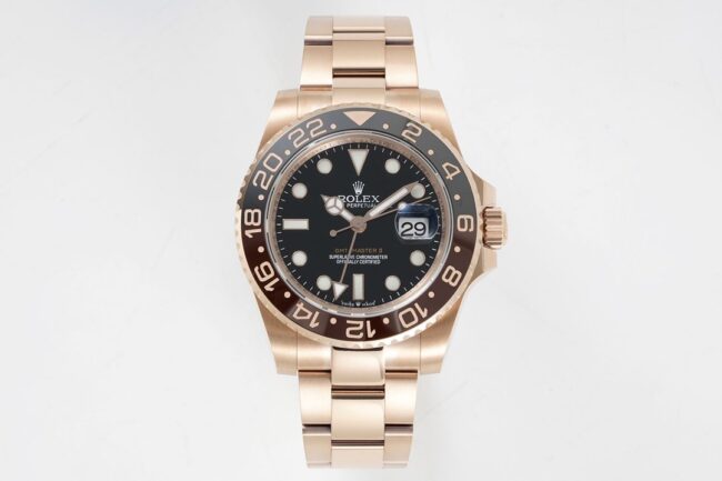 GS Factory Rolex Greenwich II M126715CHNR-0001 V4 Rose Gold Black Dial Men's 1:1 Replica Watch