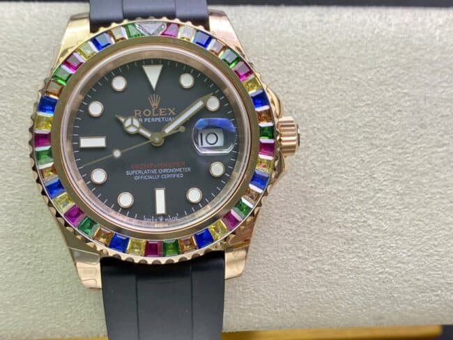 Rolex Yacht-Master 116695SATS Reloj réplica de buceo con cinco diamantes de colores, edición europea personalizada, con cristal de zafiro resistente a los arañazos