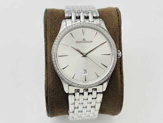 Jaeger-LeCoultre JL Factory Jaeger-LeCoultre Men's Ultra-thin Master 1:1 Top Replica Watches Silver Dial Sun Ray Texture Steel Strap Diamond Plate Models