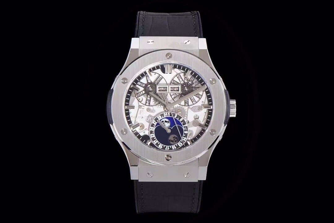 Hublot Classic Fusion 1:1 Super A Fine Imitation Titanium Case Skeleton Moonphase Men's 547.NX.0170.LR