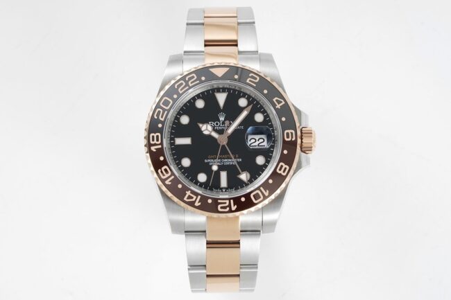 GS Factory Rolex Men's GMT II Top 1:1 Fine Imitation Watch M126711CHNR-0002 Brown Black Cerachrom Bezel Oyster Steel Strap