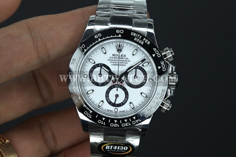BT Factory Rolex Herren Cosmograph Daytona Original Factory Super A Super Clone Uhren, weißes Panda-Zifferblatt, Saphirstahlarmband, Modelle m116500ln-0001