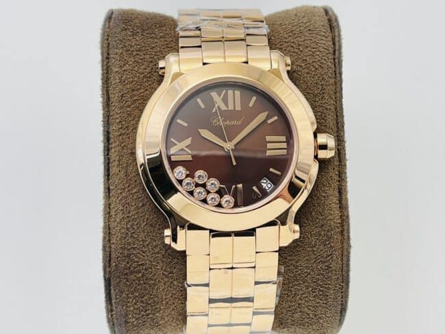 YF Factory Chopard Chopard HAPPY DIAMONDS Women’s Super A Super Clone Watch – Red Dial, 7 Active Diamonds, 18k Rose Gold Steel Strap Models